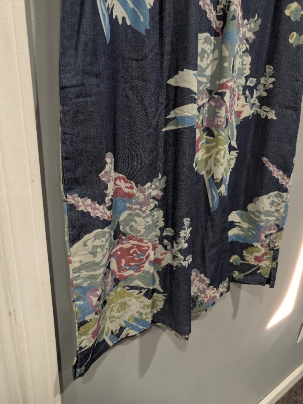 Denim & Co Dress Womens XL Blue Floral Sleeveless Button Front Pockets Casual - Picture 12 of 16
